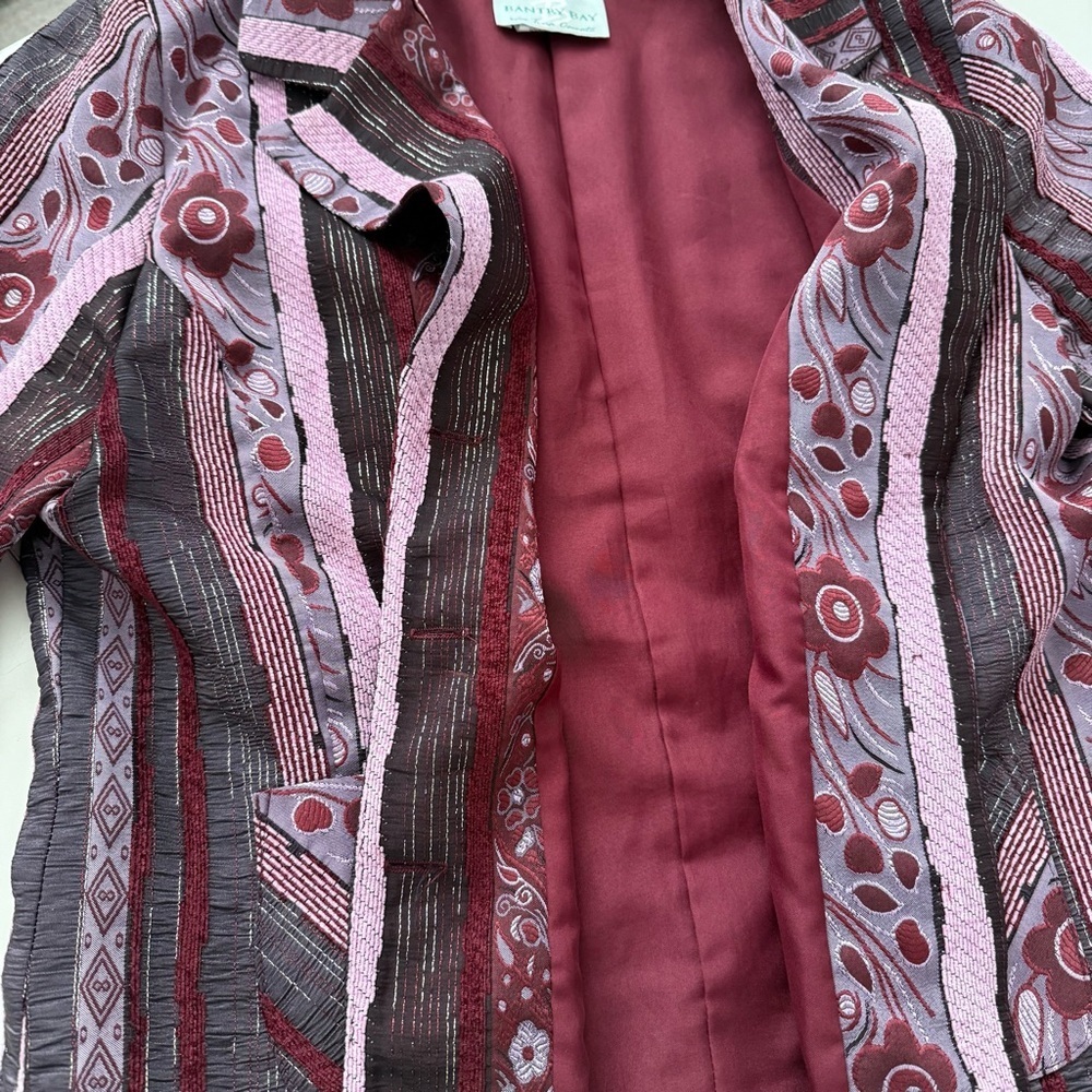Bantry Bay by Tina Conrato Textured Tapestry Blazer Eclectic Mixed Media 90s - Picture 5 of 7